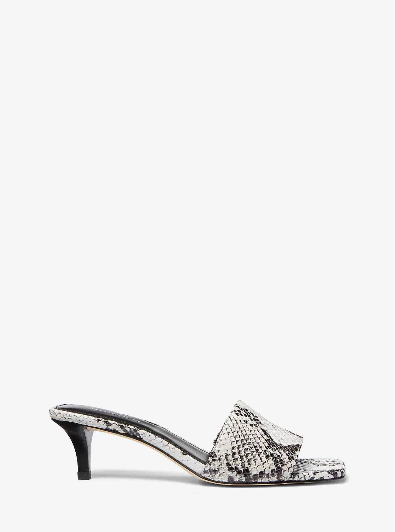 Merriam Snake Relief Läder Kitten Heel Sandal