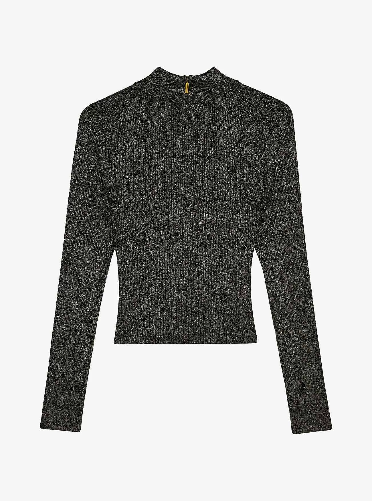 Metallic Ribbed Knit Cropped Sweater