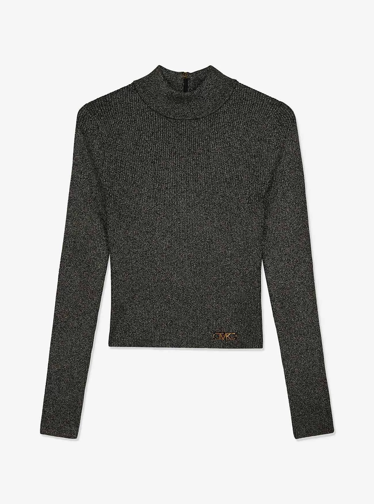 Metallic Ribbed Knit Cropped Sweater