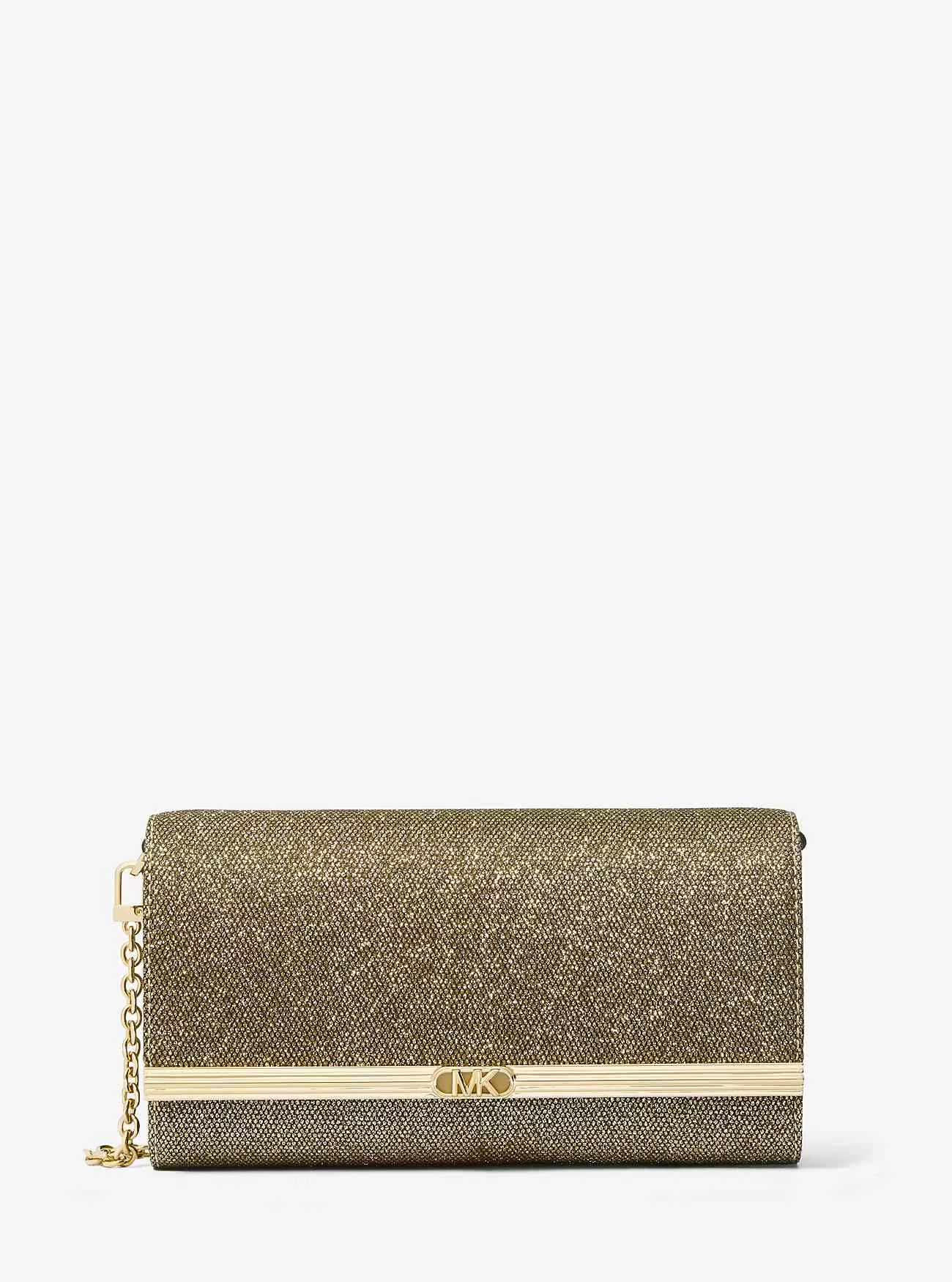 Mona Large Glitter Chain Mesh Clutch