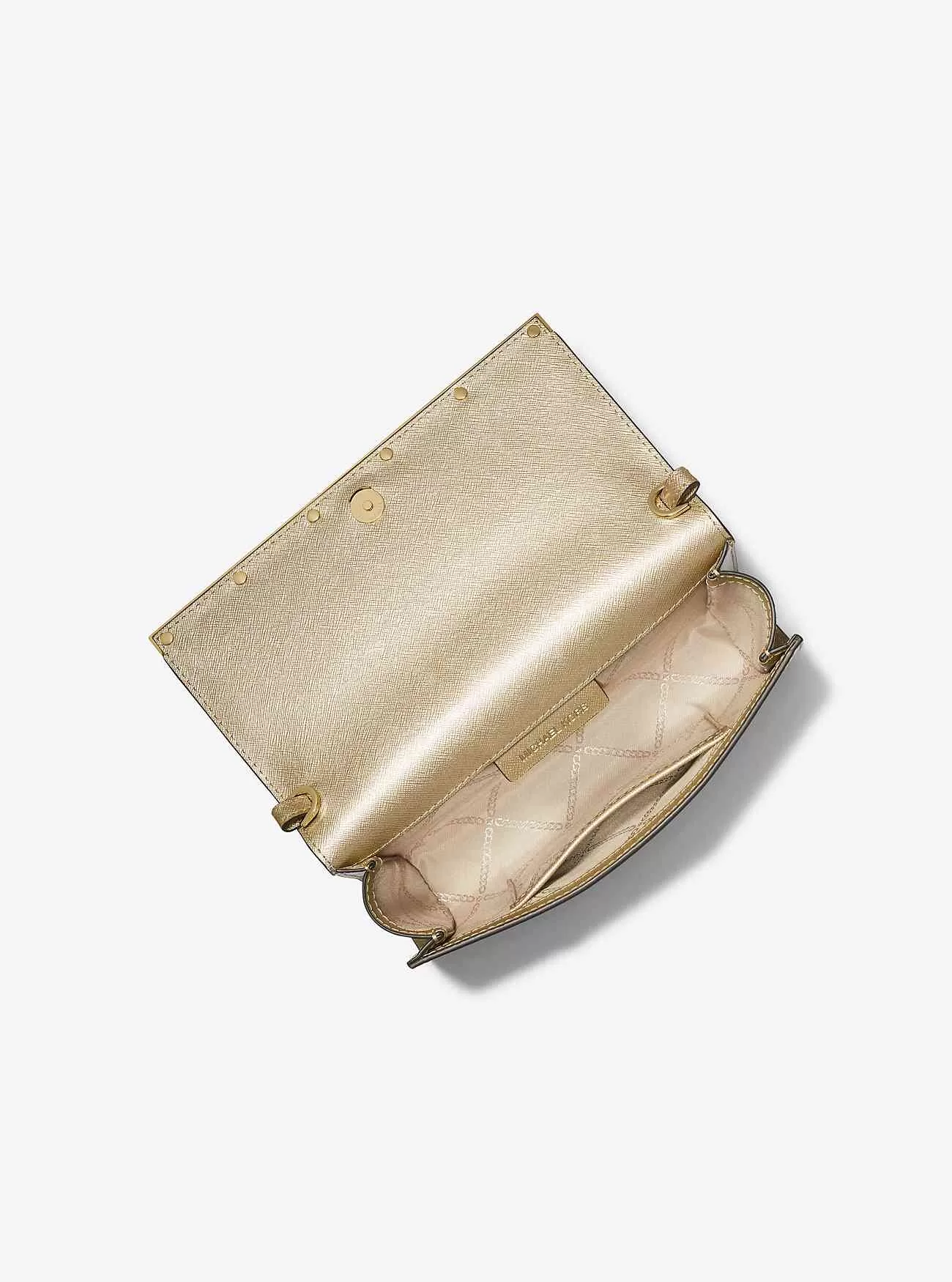 Mona Large Metallic Läder Clutch