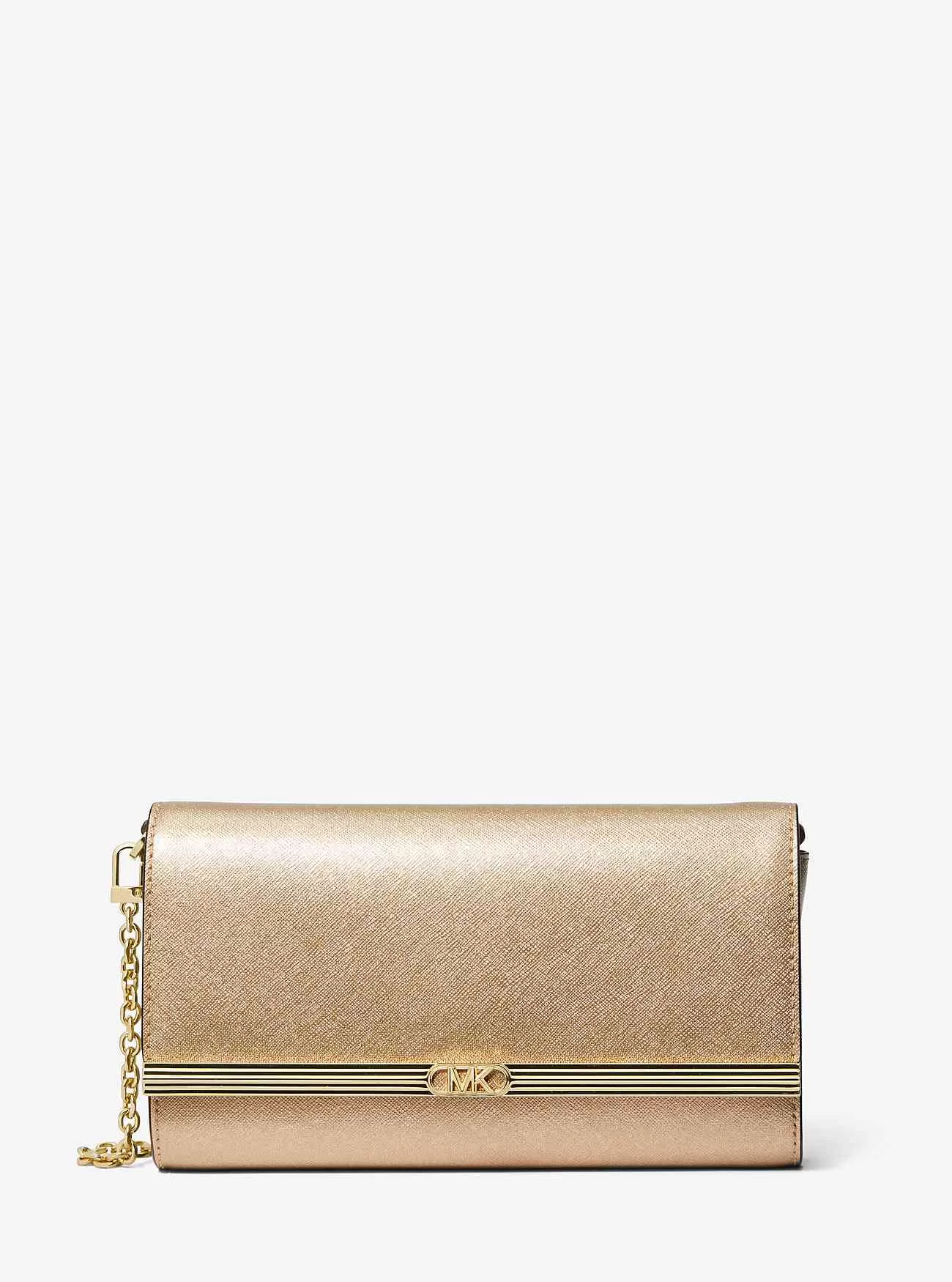 Mona Large Metallic Läder Clutch
