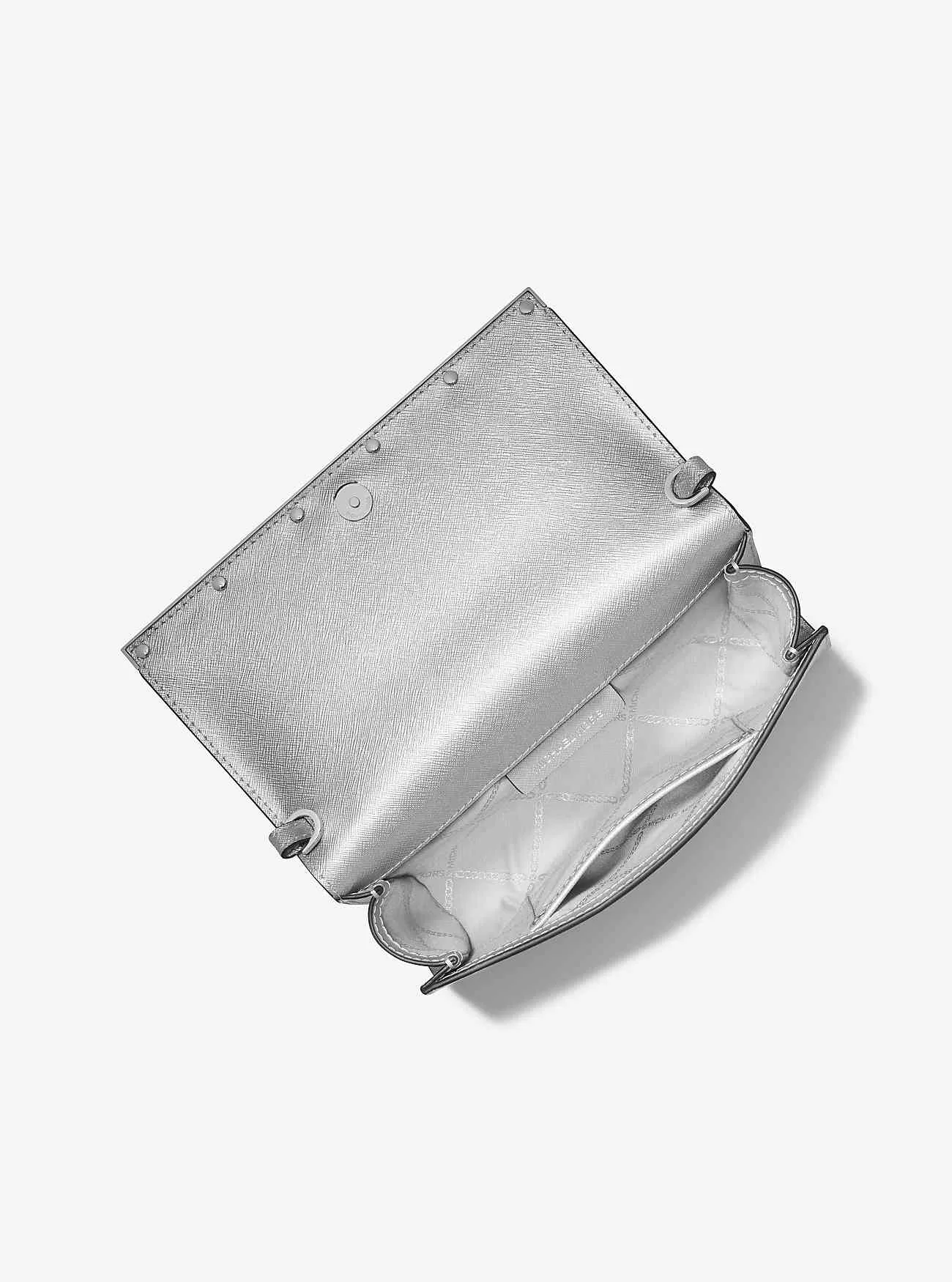 Mona Large Metallic Saffiano Läder Clutch