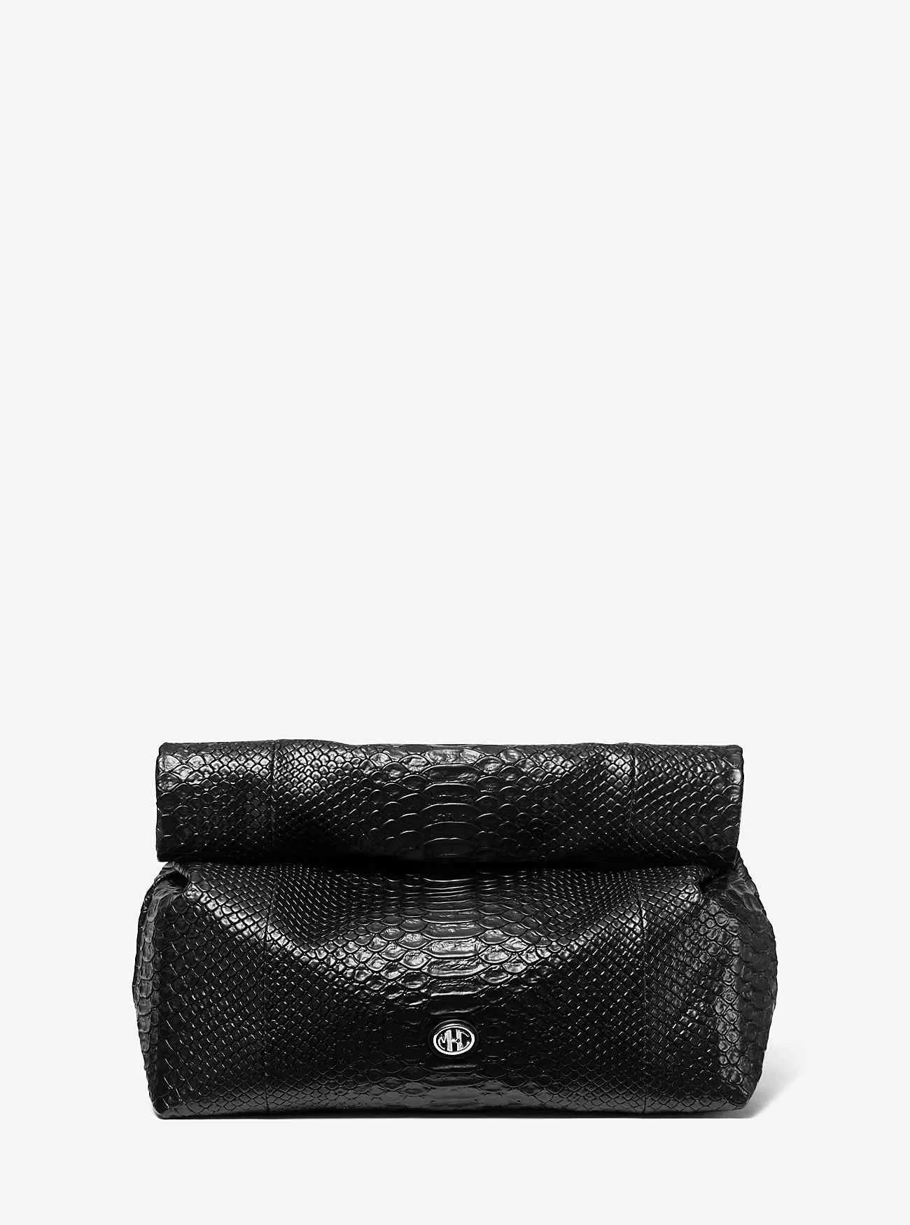 Monogram Medium Python-präglat läder Lunchbox Clutch