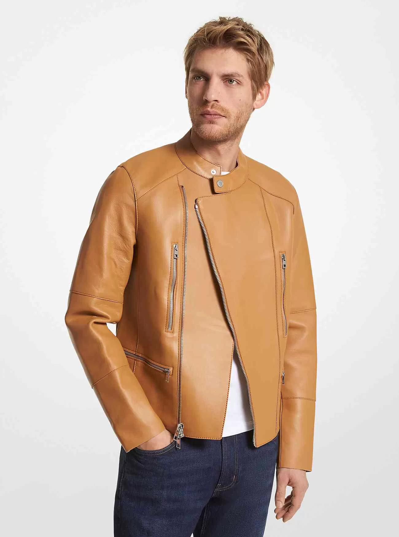 Nappa Leather Moto Jacket-CF1800D42A