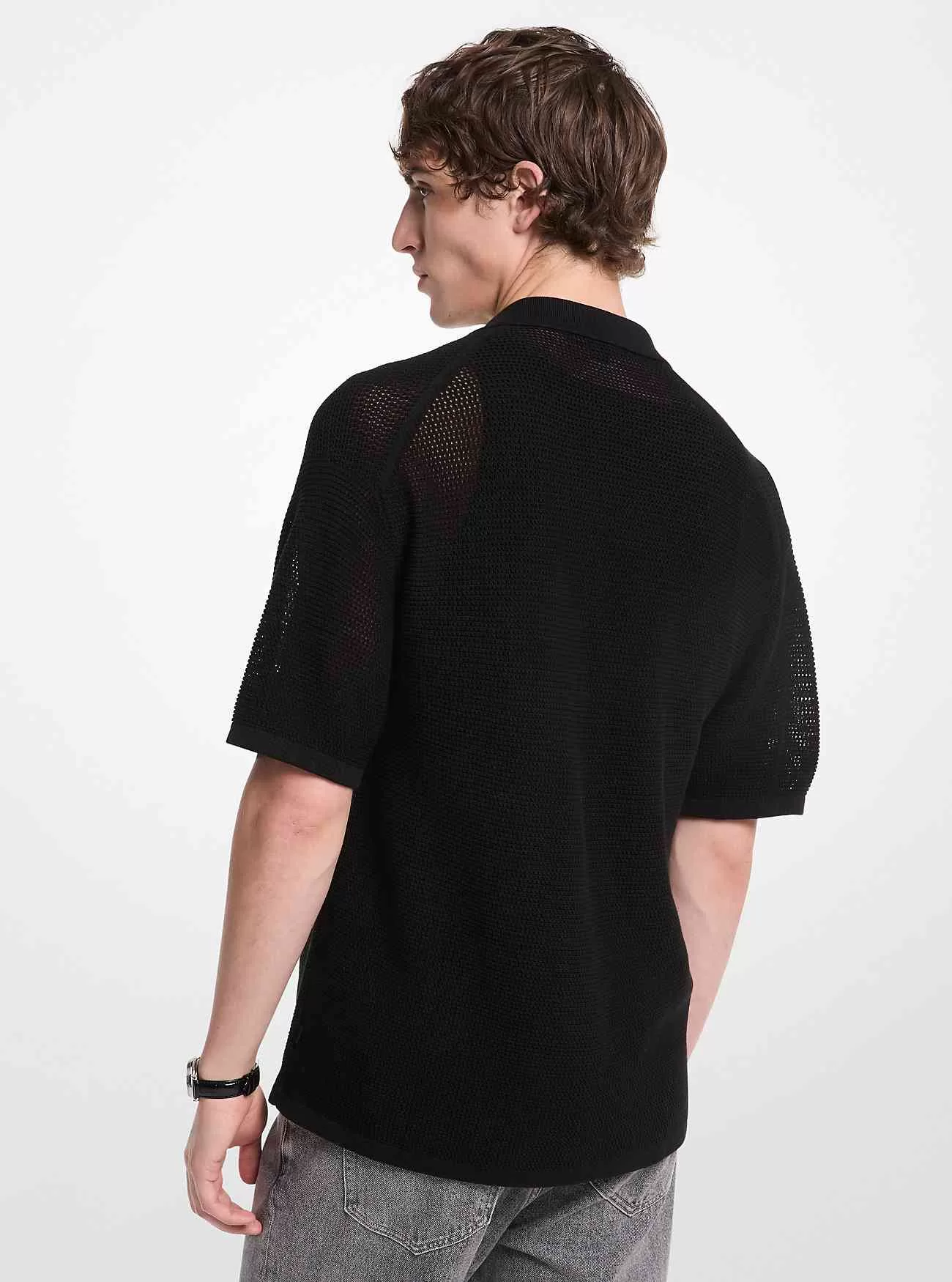 Öppenstickad bomullsskjorta