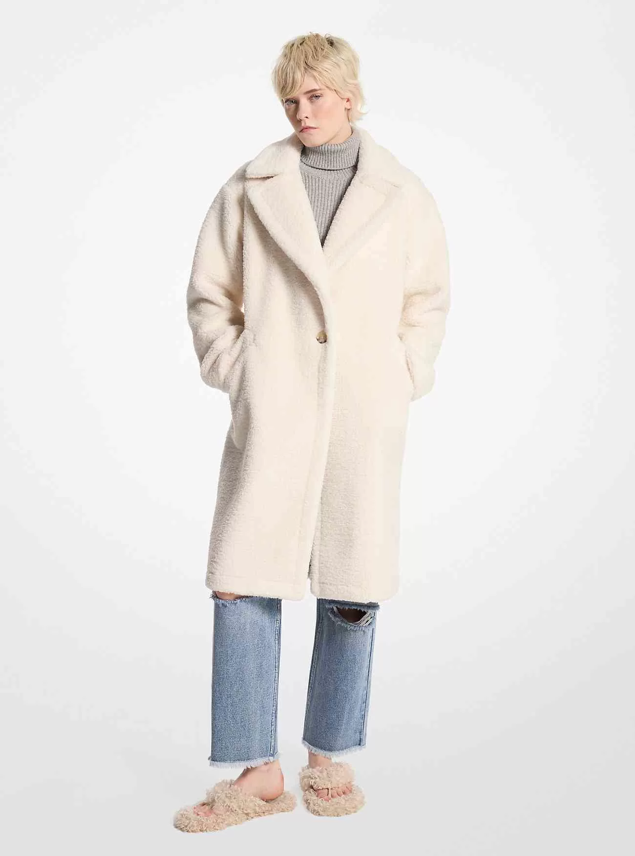 Överdimensionerad Shearling Teddy Coat