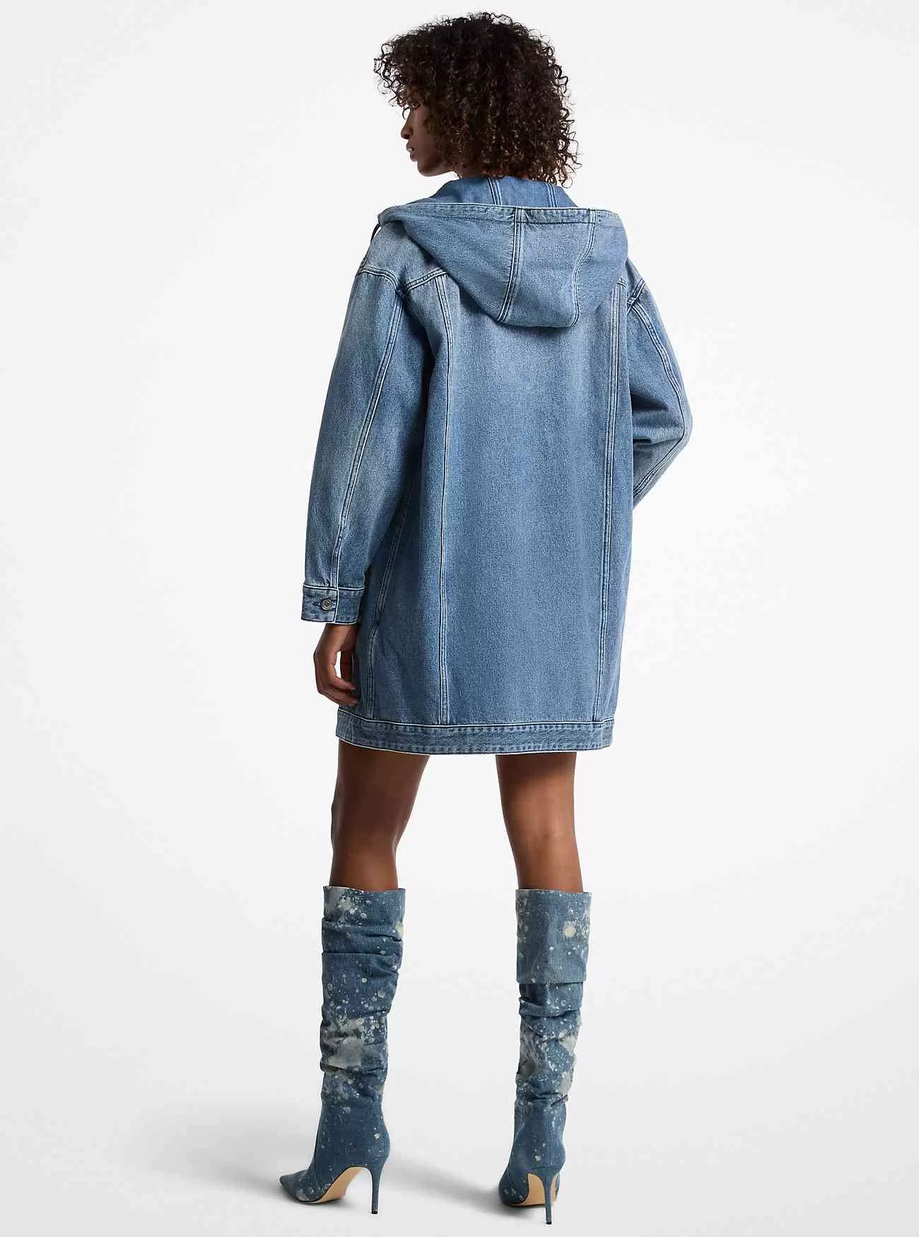 Oversized denimkappa med huva