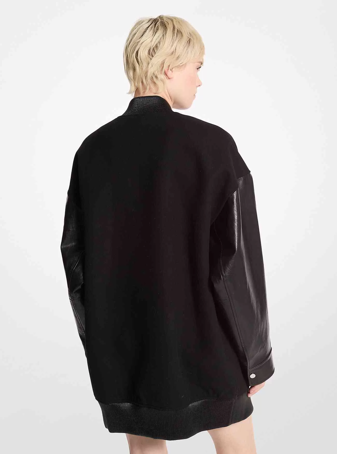 Oversized mixed-media bomberjacka