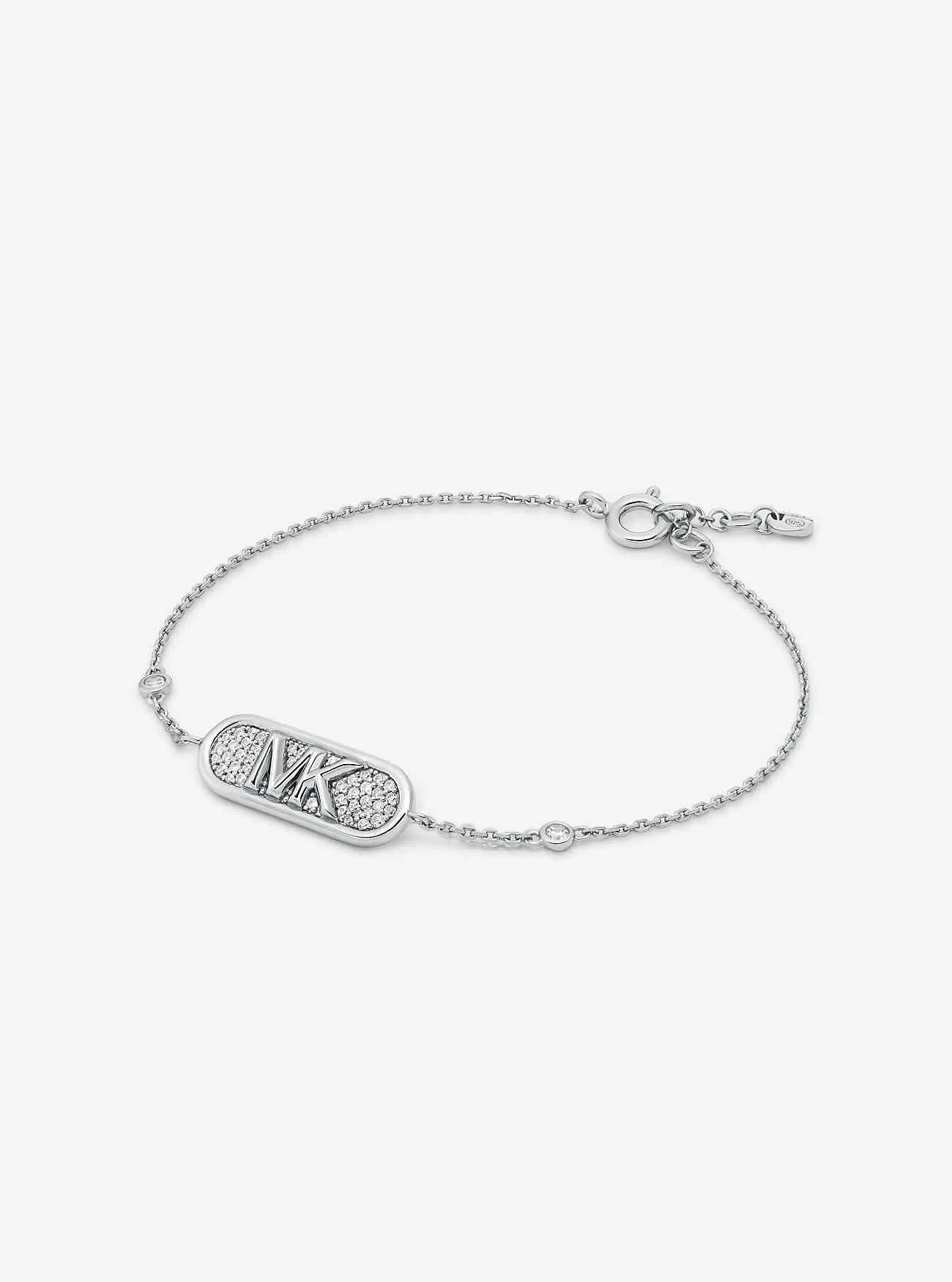 Pavé ädelmetall-pläterad och Sterling Silver Empire Logo Armband