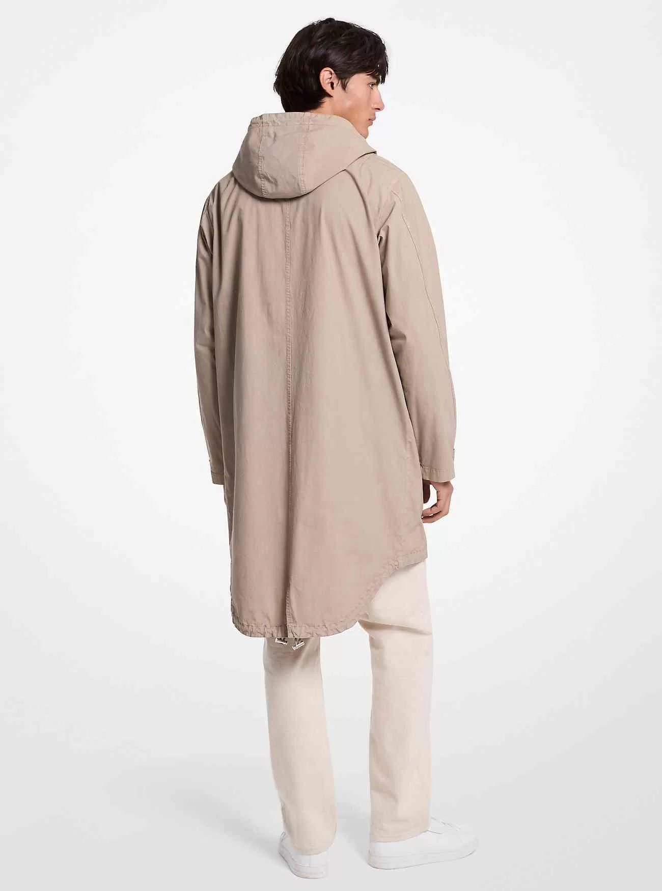 Plaggfärgad stretchbomullspoplinanorak