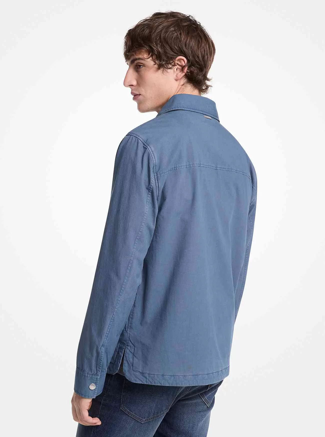 Plaggfärgad tröjajacka i stretchig bomullspoplin