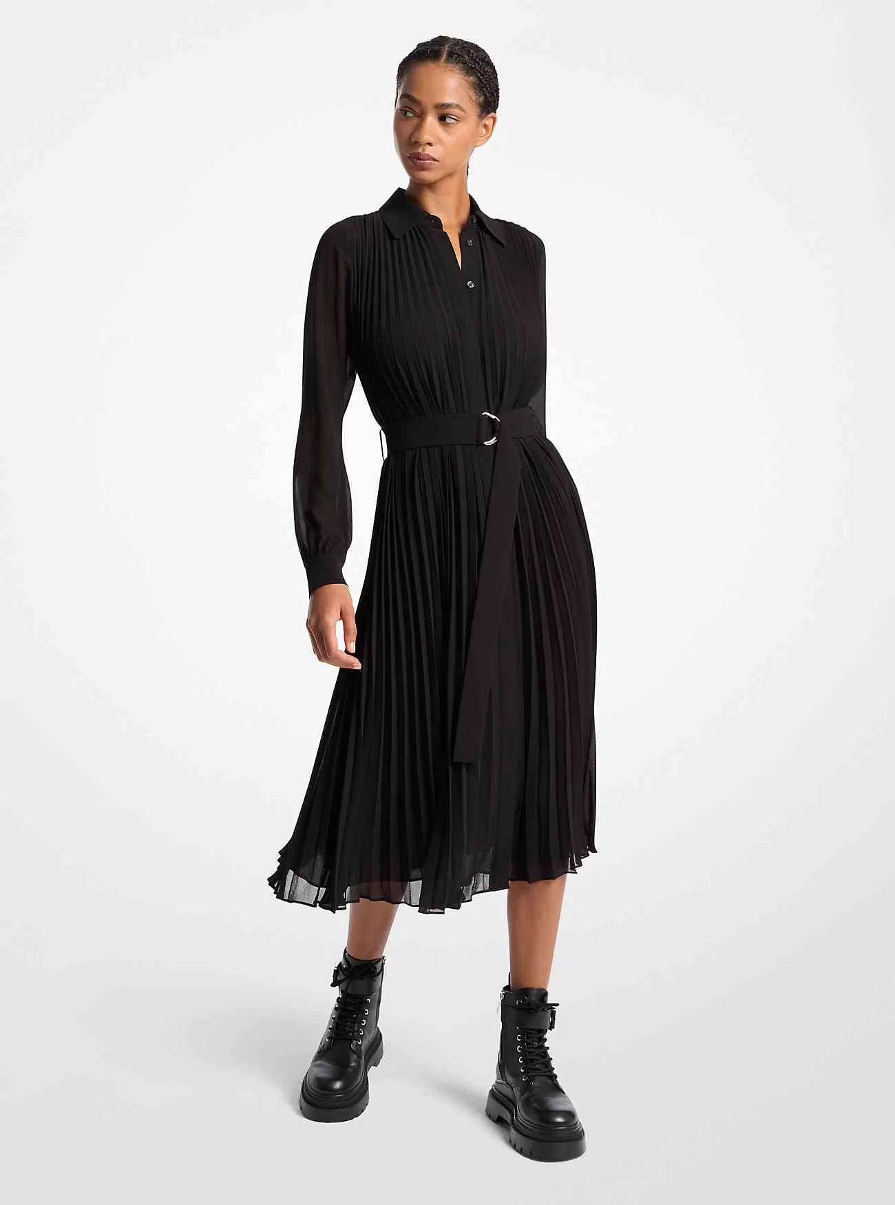 Plisserad Georgette Shirtdress