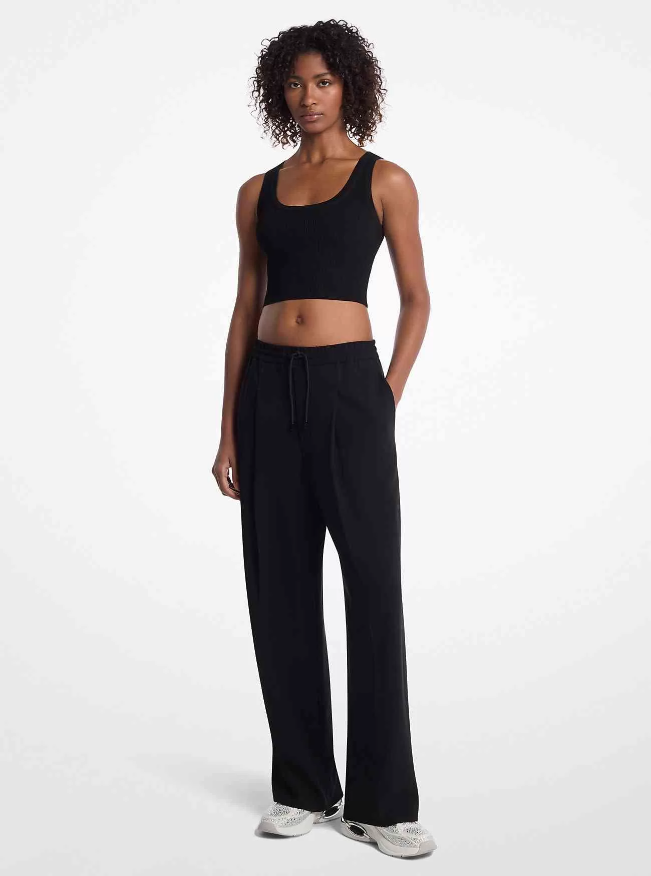 Plisserade Crepe Track Pants