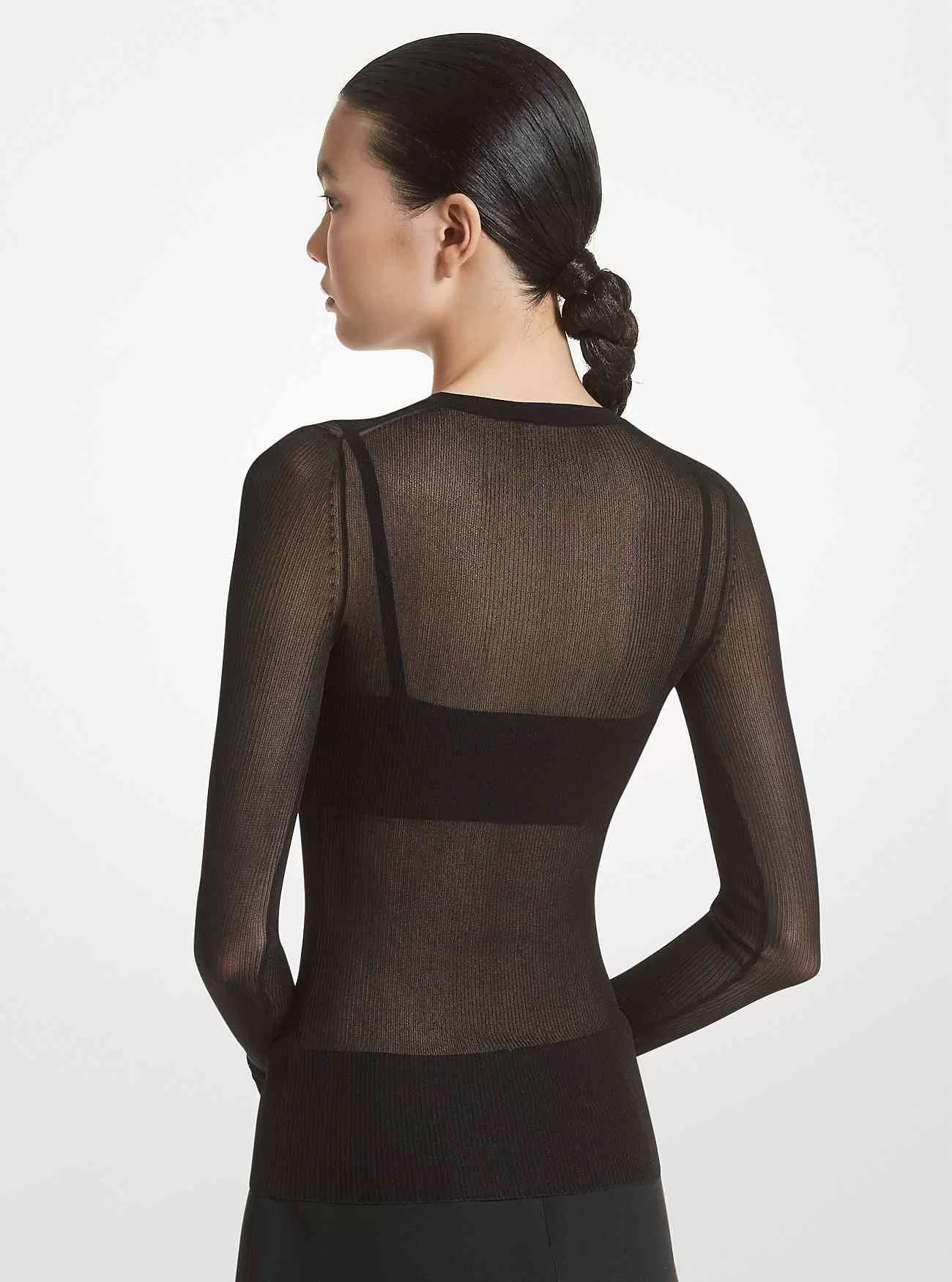 Ribbad Sheer Viscose Blend tröja och BH Top