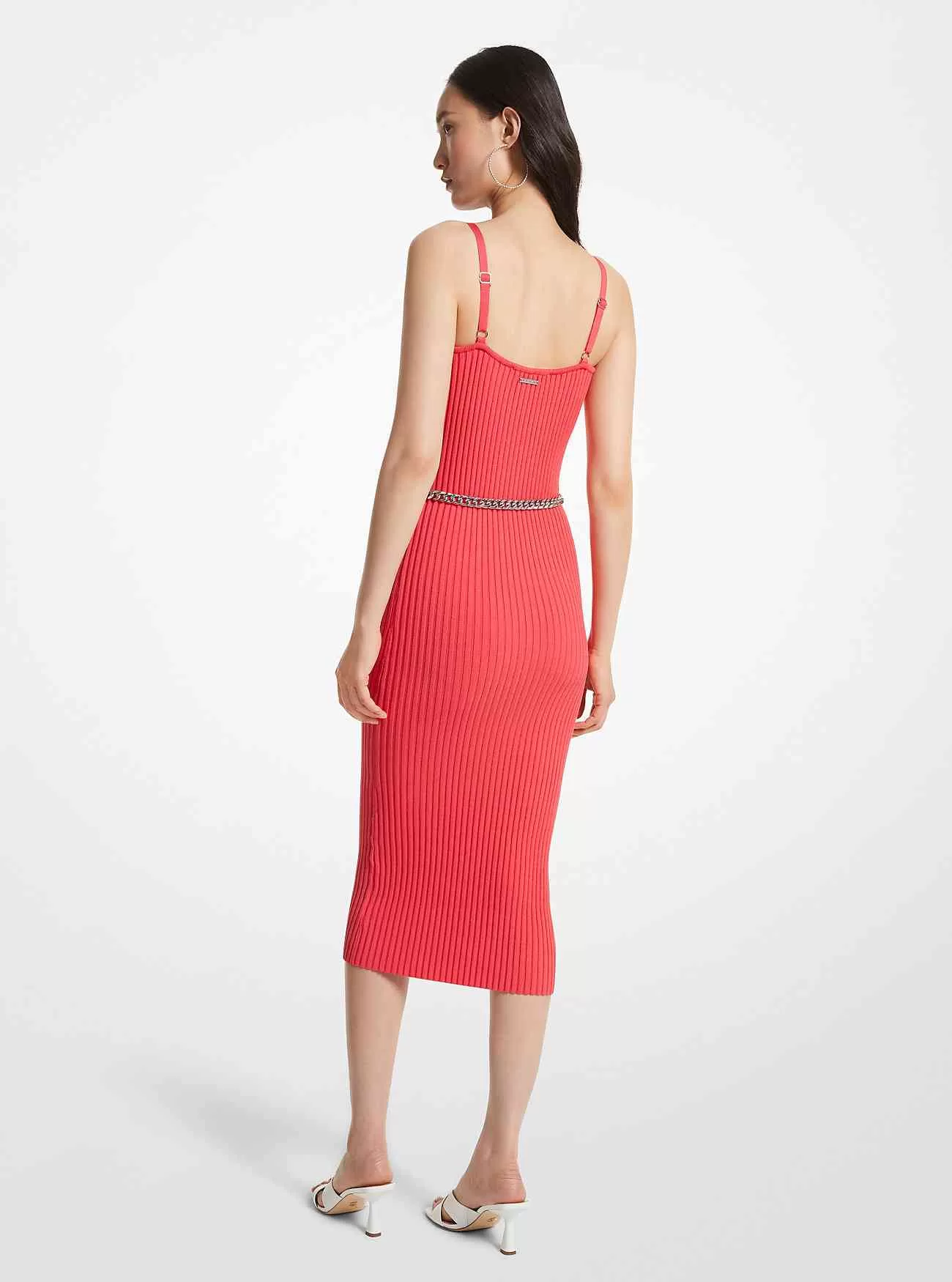 Ribbstickad Stretch Viscose Belted Bustier Dress