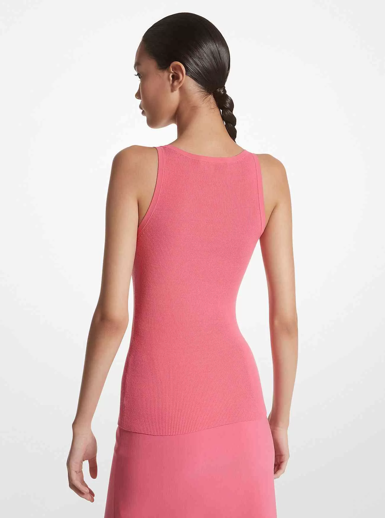 Ribbstickat linne i stretchviskos