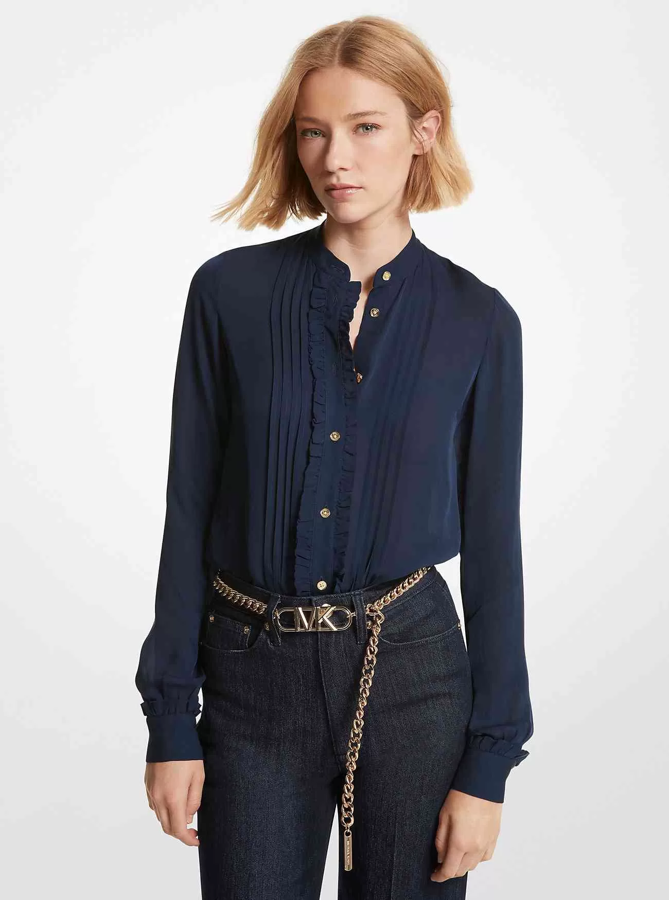 Rufsig Georgette Plisserad blus