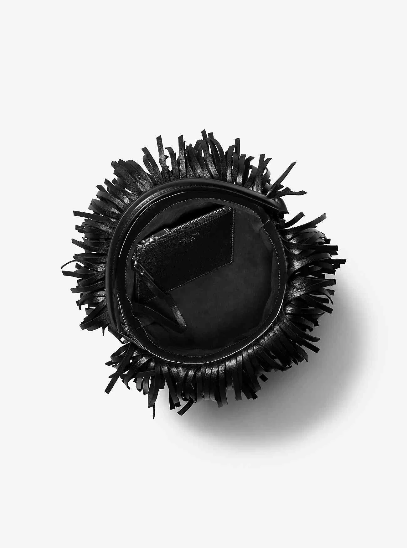 Salerno Bucket Bag med fransar i vävt kalvläder