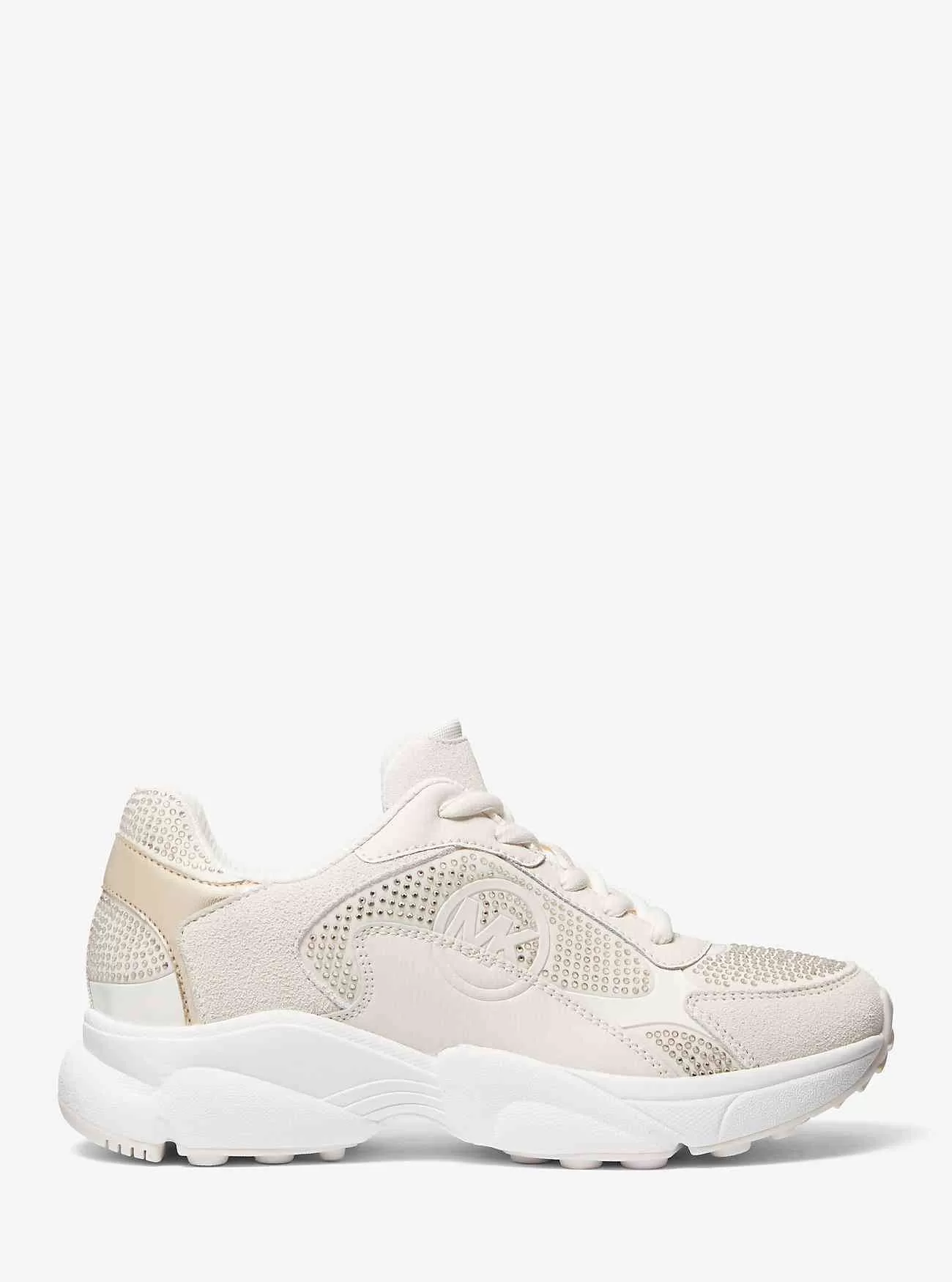 Sami Embellished Scuba and Leather Trainer