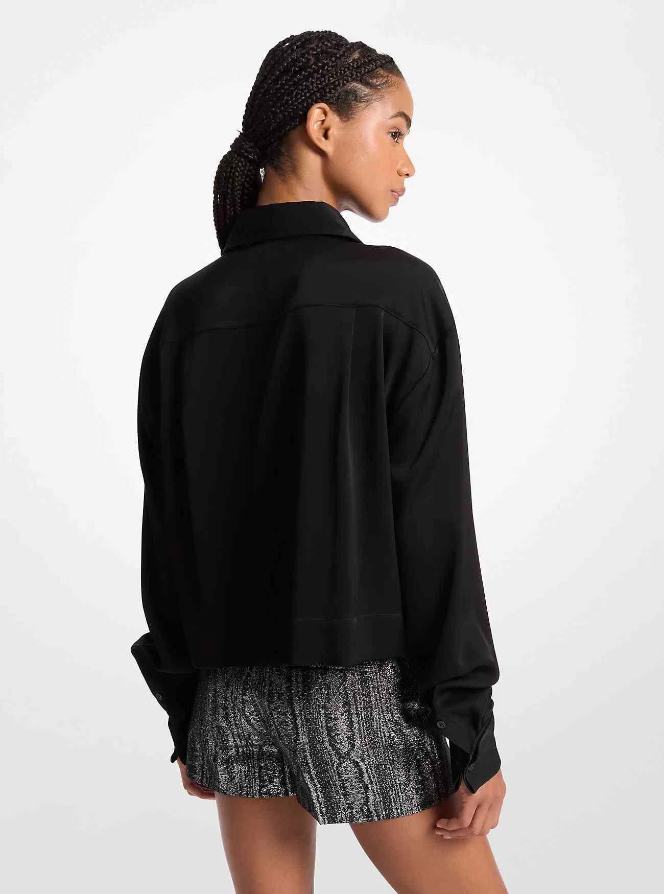 Satin cropped skjorta