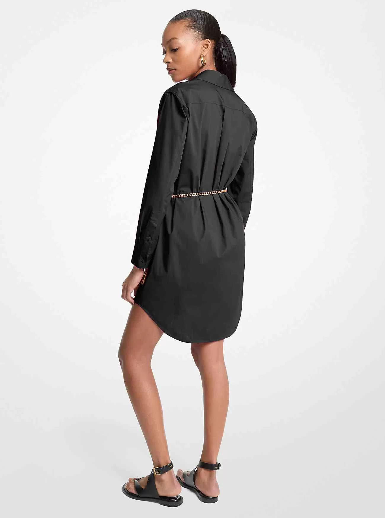 Skjortklänning med bälte i stretchig bomull