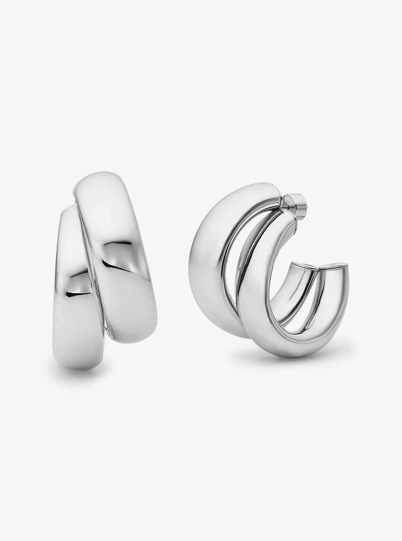 Stora ädelmetallpläterade mässings örhängen med dubbla bågar