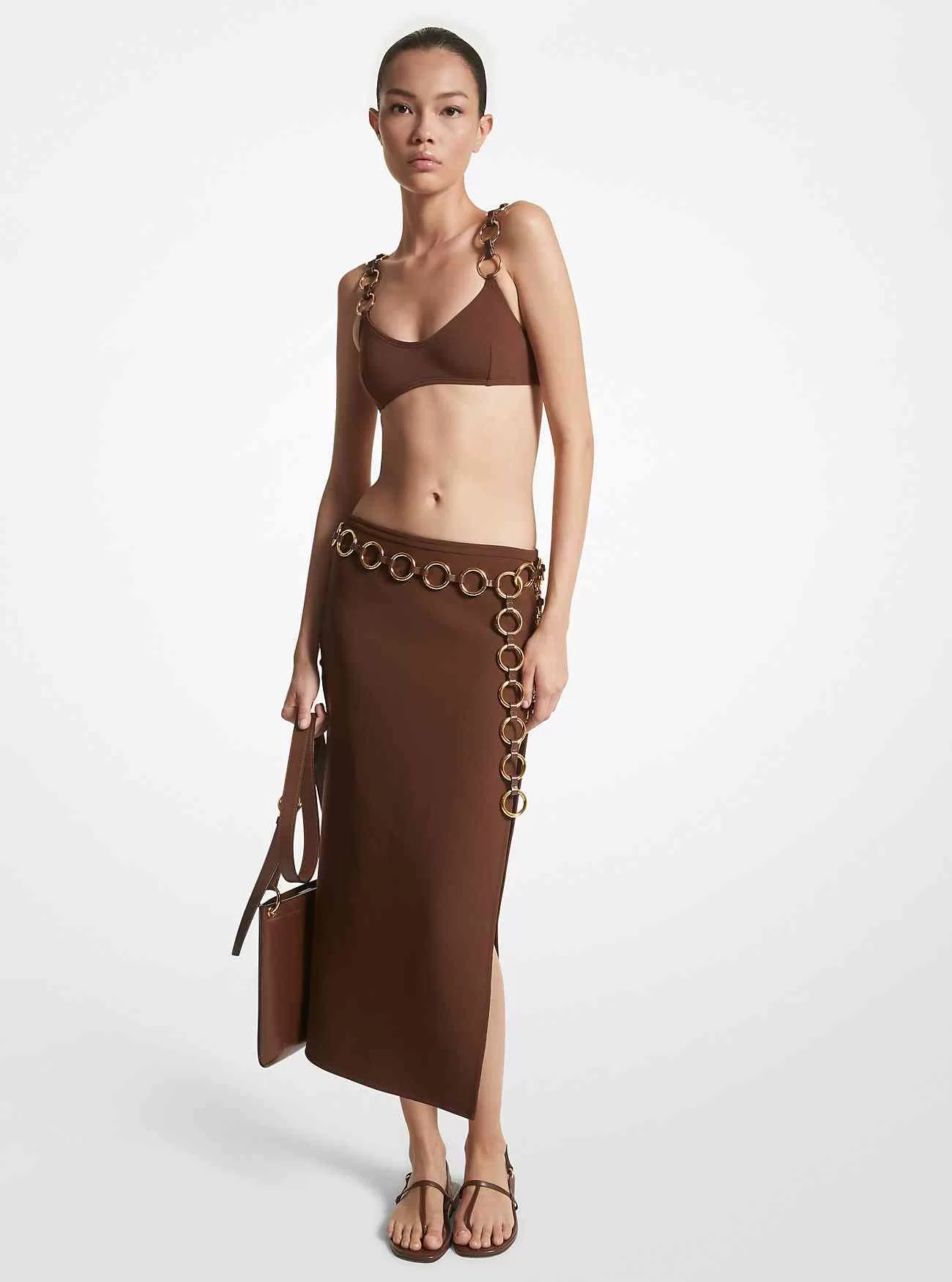 Stretch Double Crepe Sablé Ring Slit Kjol