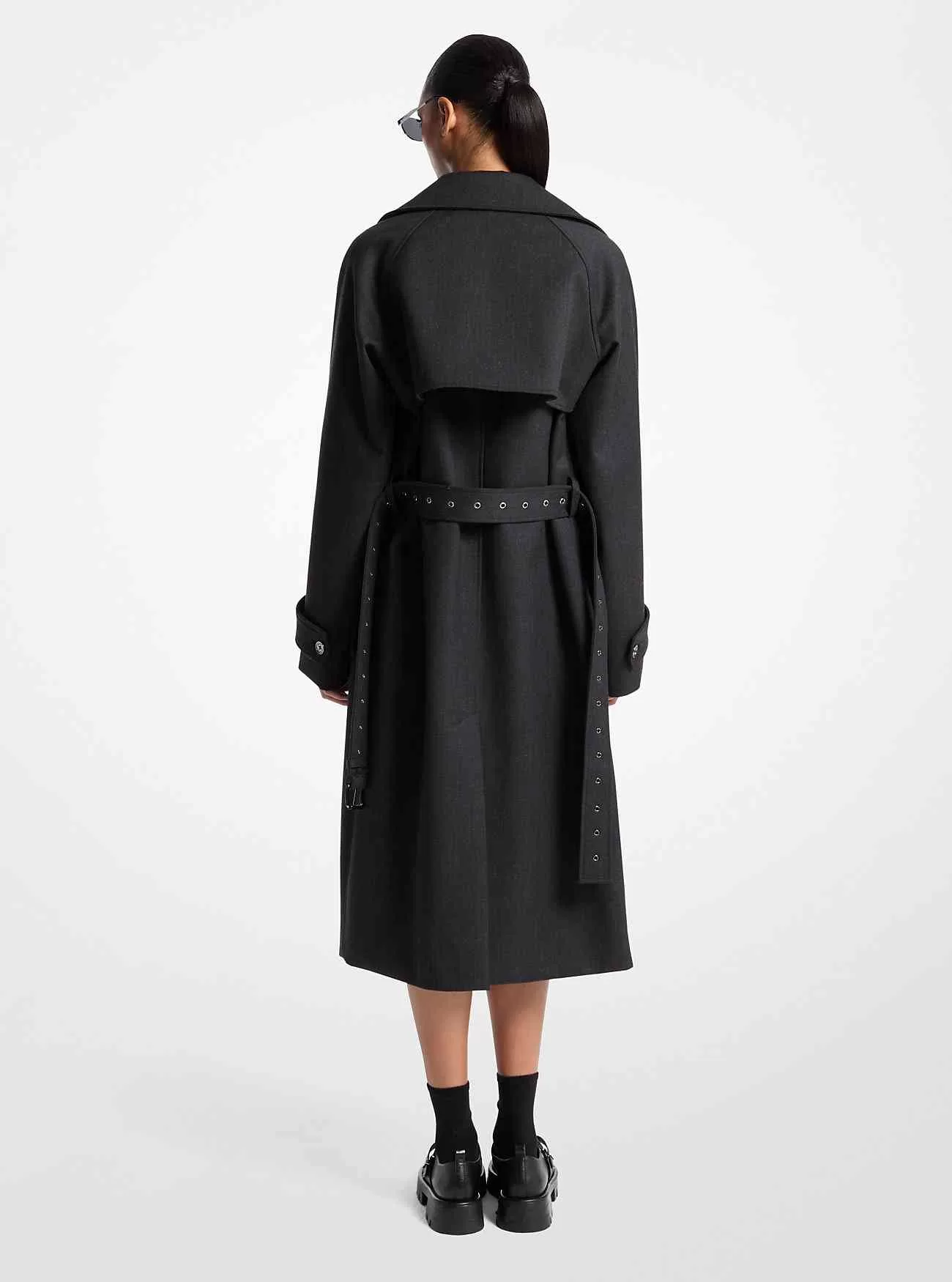 Stretch ullblandning trenchcoat
