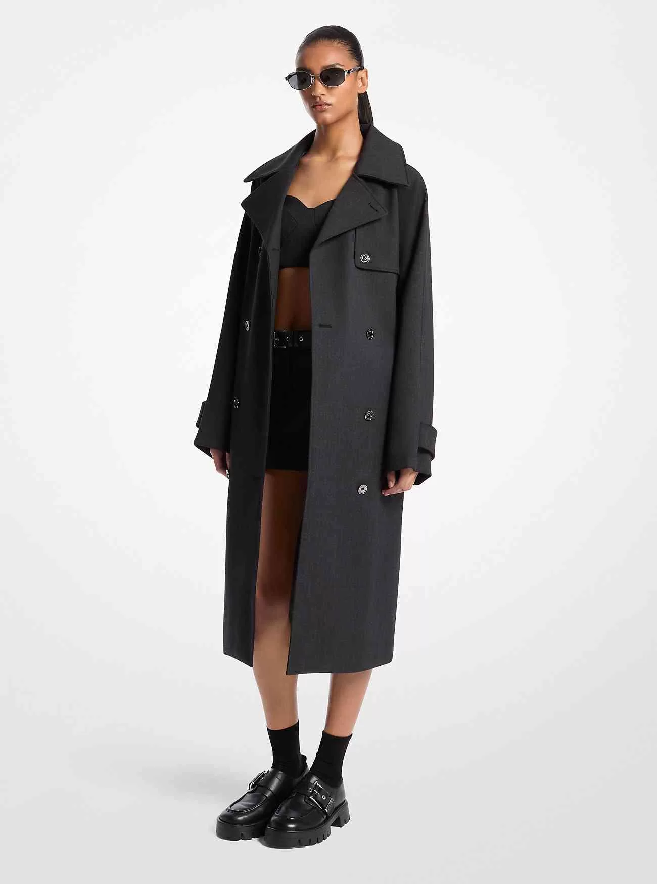 Stretch ullblandning trenchcoat