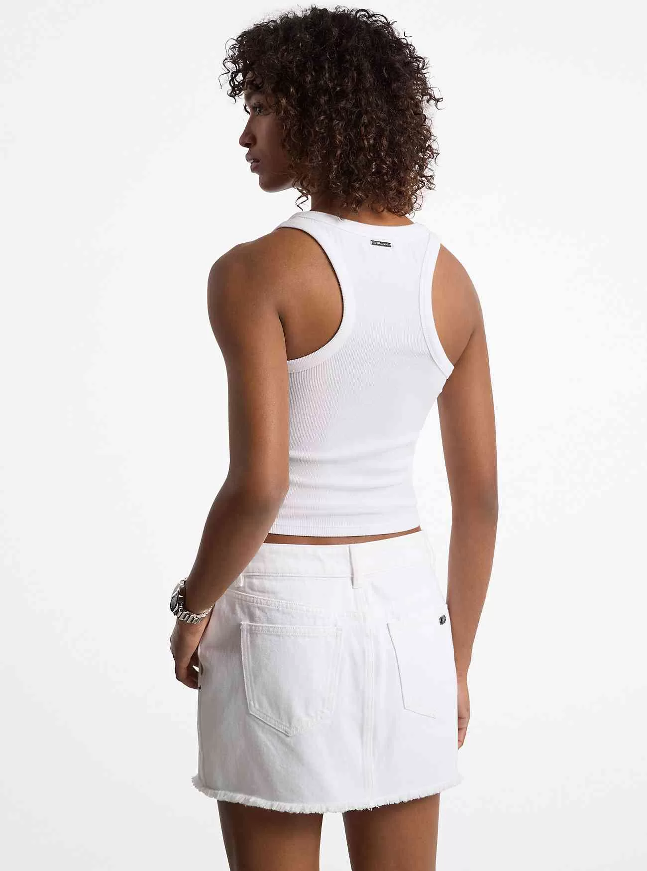 Stretchstickat linne med knytband framtill