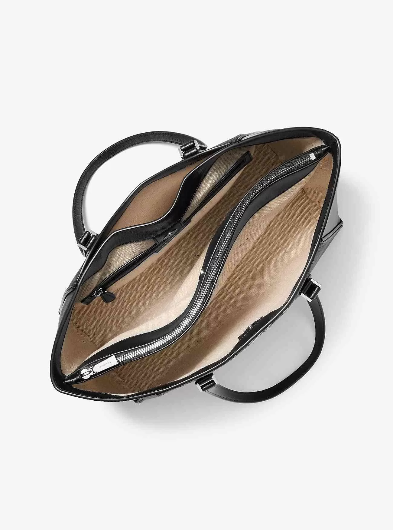 Taryn stor signaturlogotyp och tygväska i läder