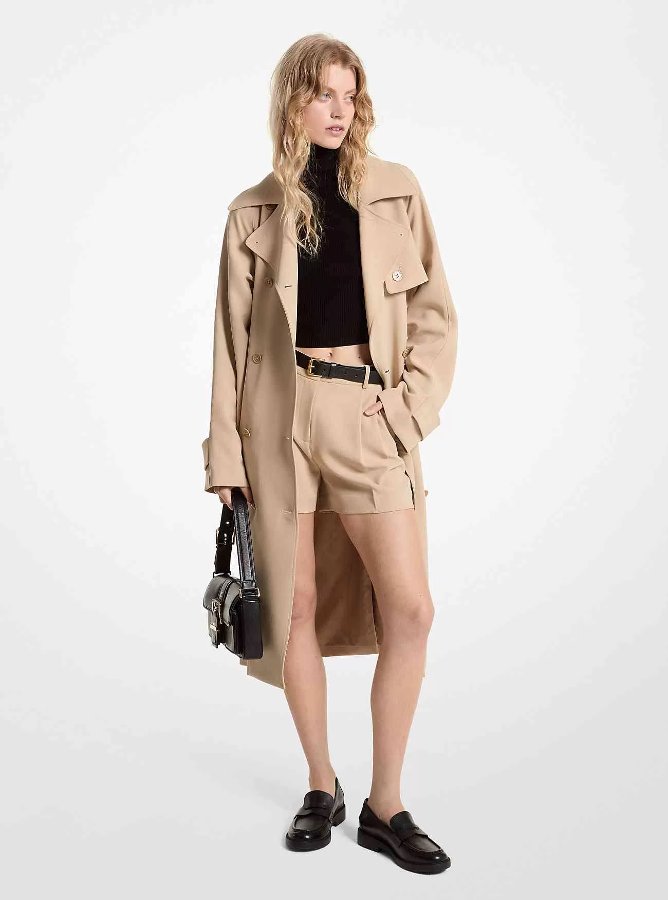 Texturerad Crepe Trench Coat