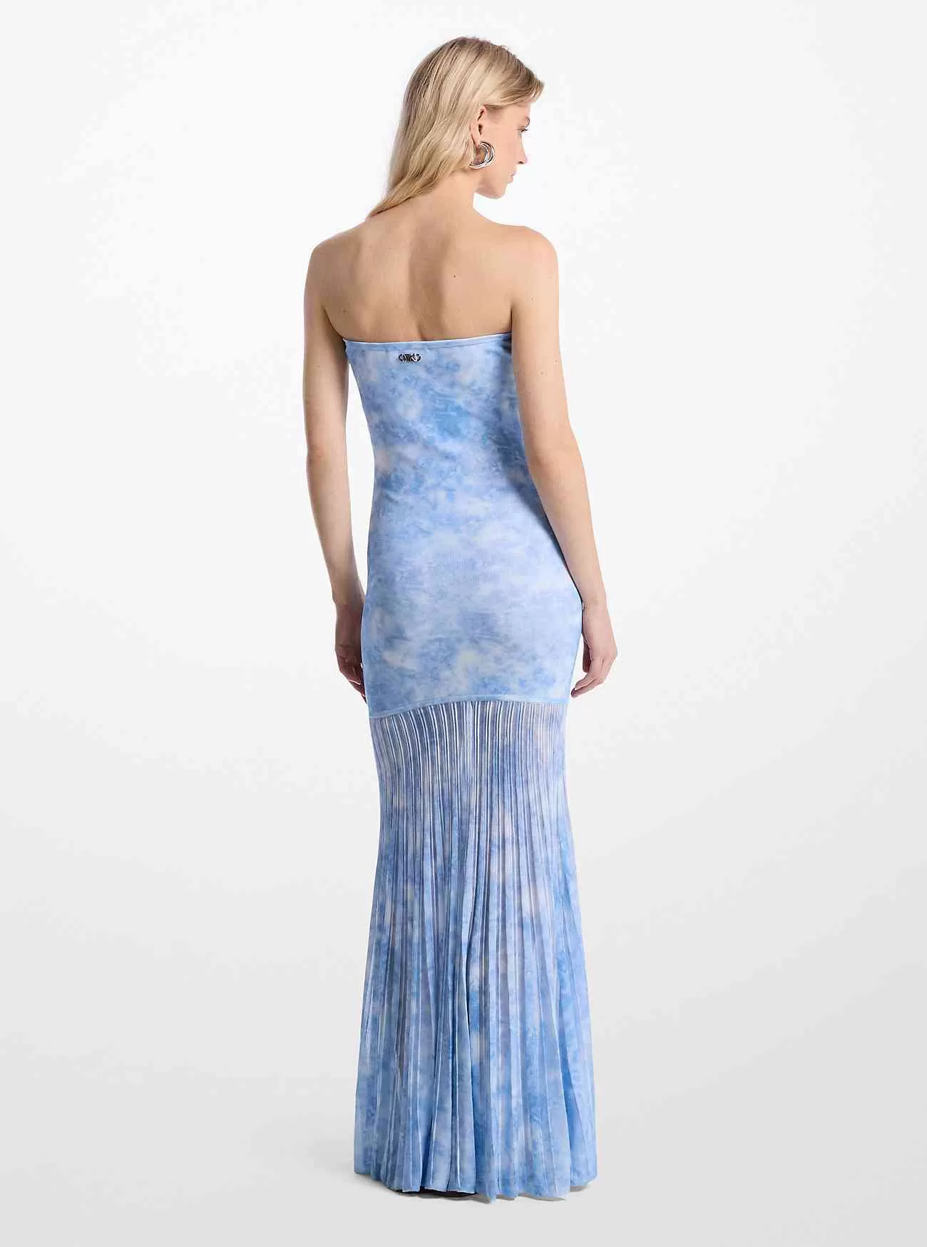 Tie-Dye Stretch Knit Sheer Strapless Klänning