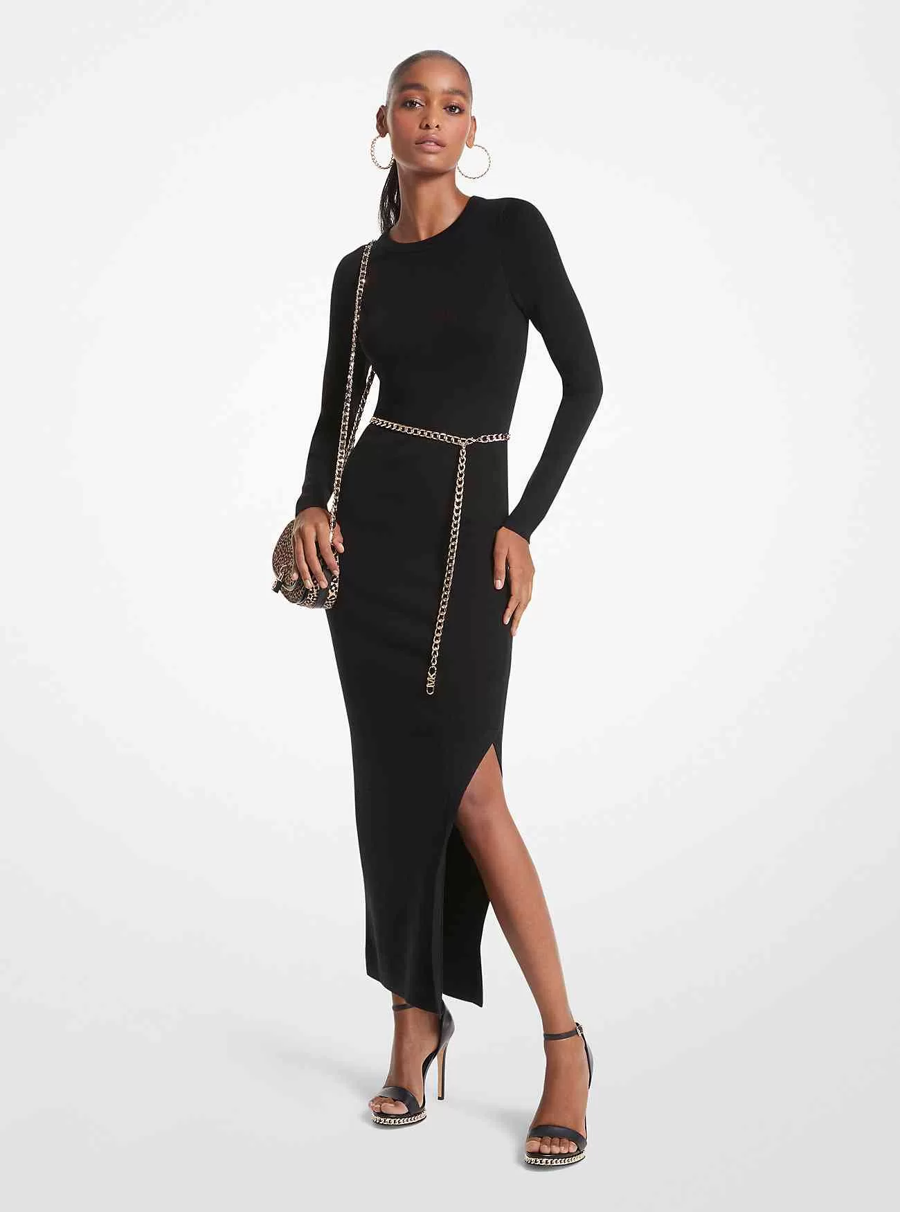 Ullblandning midiklänning med bälte