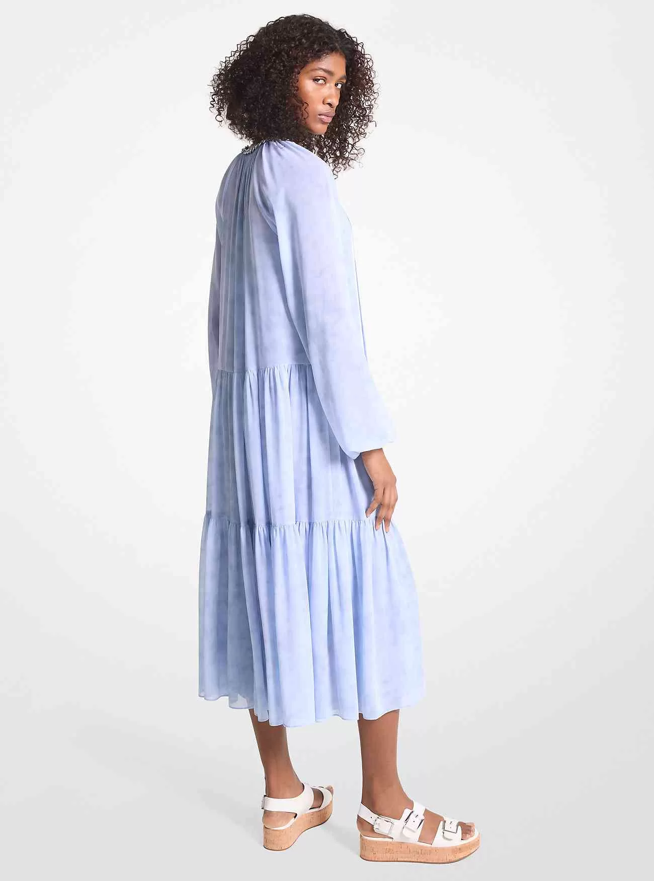 Utsmyckad Georgette-klänning med tryck